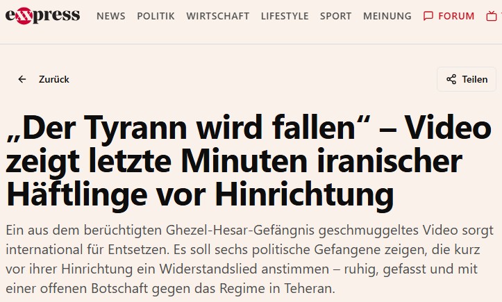 اکسپرس اتریش: «ستمگر سقوط خواهد کرد» - ویدئویی که آخرین دقایق زندانیان ایرانی قبل از اعدام را نشان می‌دهد